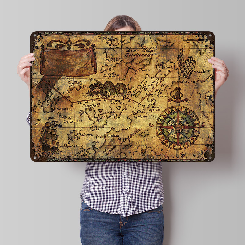 Custom Map Poster - Vintage Mapa Świata Drukowana na Plakacie,